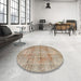 Round Machine Washable Traditional Dark Almond Brown Rug in a Office, wshtr3285