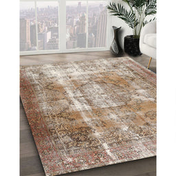 Traditional Dark Gold Brown Persian Rug in Family Room, tr3286