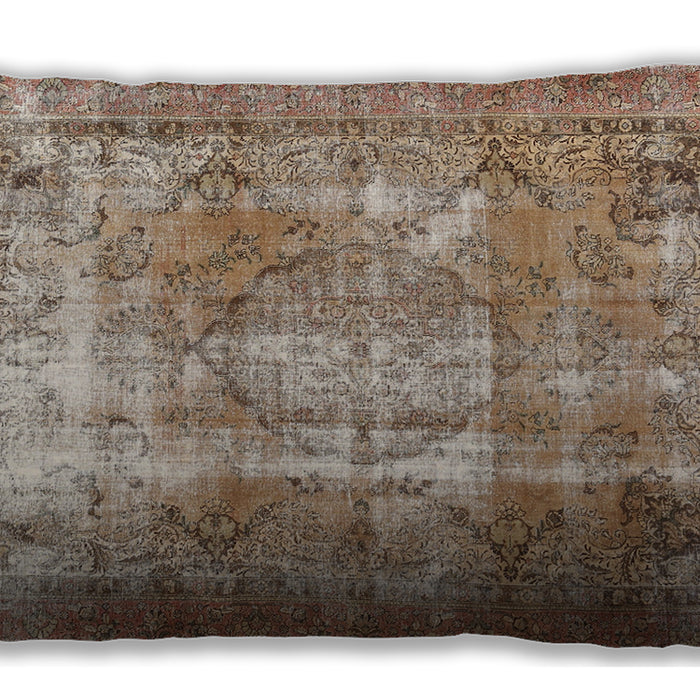 Traditional Classic Rectangular Dark Gold Brown Lumbar Throw Pillow, 13 inch by 19 inch, lbtr3286