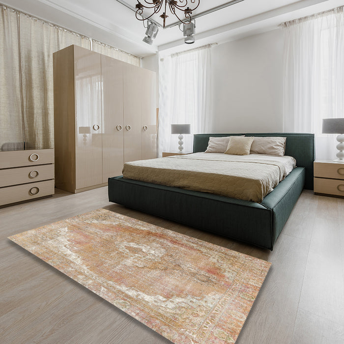 Traditional Brown Persian Rug in a Bedroom, tr3288