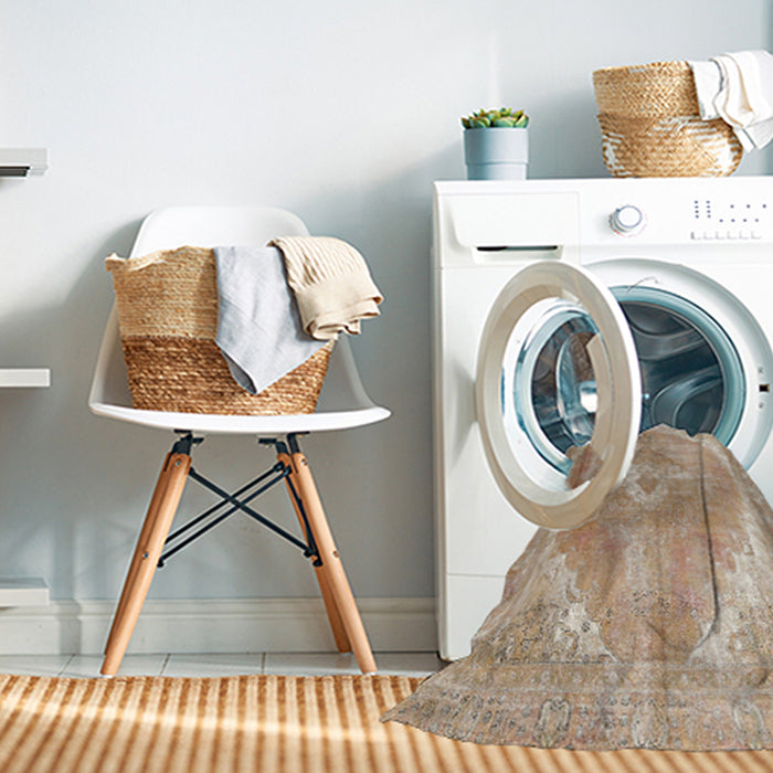 Machine Washable Traditional Peru Brown Rug in a Washing Machine, wshtr3288