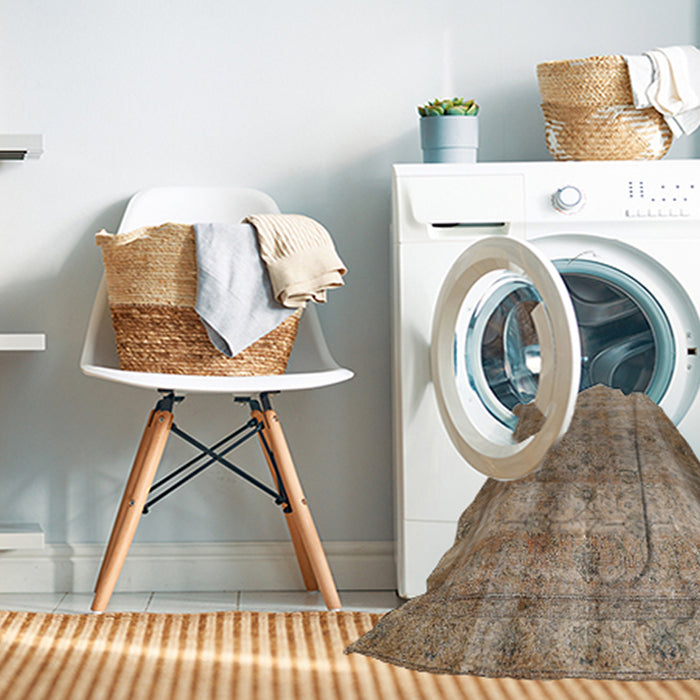 Machine Washable Traditional Brown Rug in a Washing Machine, wshtr3289