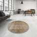 Round Machine Washable Traditional Brown Rug in a Office, wshtr3289