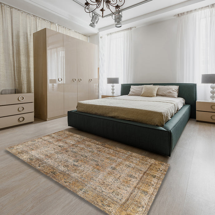 Machine Washable Traditional Brown Rug in a Bedroom, wshtr3289