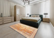 Machine Washable Traditional Brown Gold Rug in a Bedroom, wshtr328