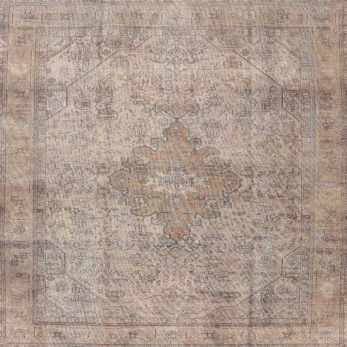 Square Traditional Dark Almond Brown Persian Rug, tr3291