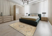 Traditional Dark Almond Brown Persian Rug in a Bedroom, tr3292