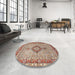 Round Machine Washable Traditional Brown Rug in a Office, wshtr3293