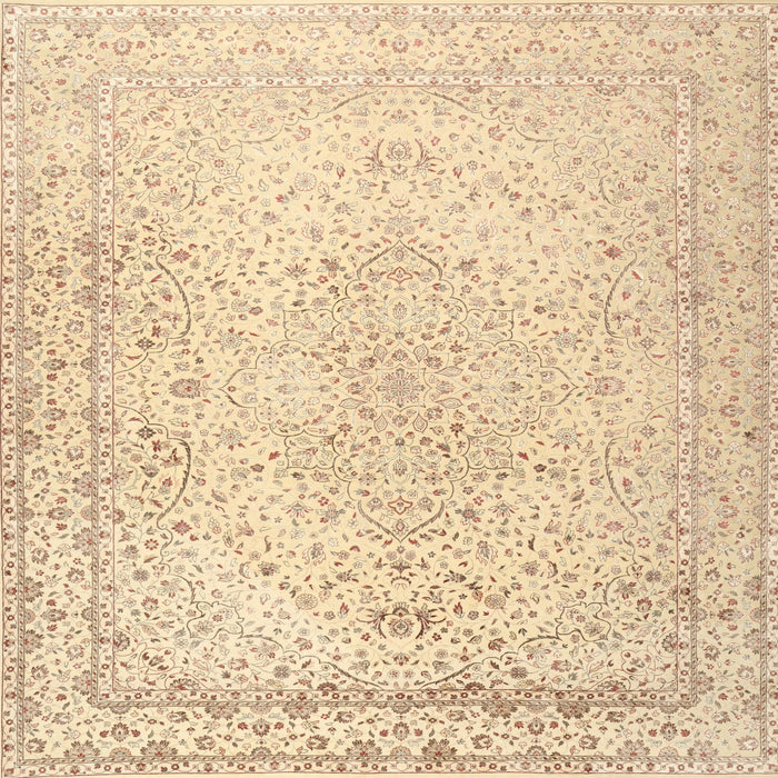 Round Machine Washable Traditional Sandy Brown Rug, wshtr3294