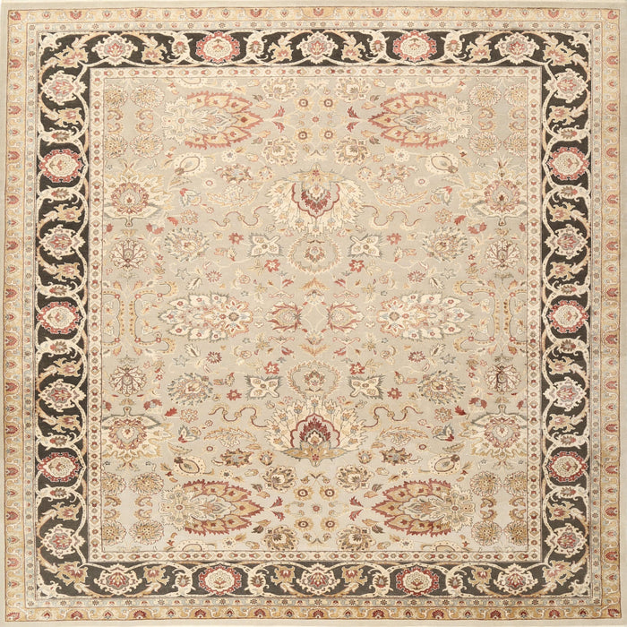Round Machine Washable Traditional Khaki Gold Rug, wshtr3295