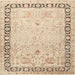 Round Machine Washable Traditional Khaki Gold Rug, wshtr3295