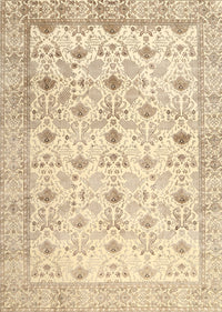 Machine Washable Traditional Khaki Gold Rug, wshtr3296