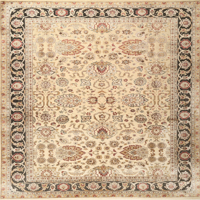 Square Traditional Brown Gold Persian Rug, tr3297