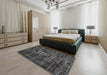 Machine Washable Traditional Charcoal Black Rug in a Bedroom, wshtr3299