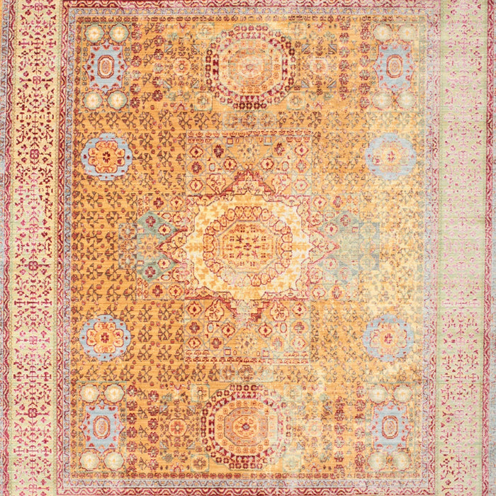 Machine Washable Traditional Orange Rug, wshtr329