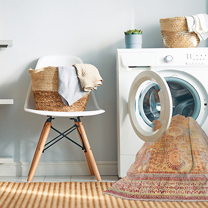 Machine Washable Traditional Orange Rug in a Washing Machine, wshtr329