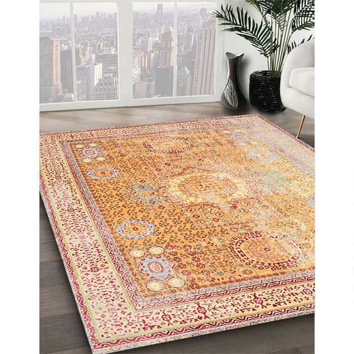Traditional Orange Persian Rug in Family Room, tr329