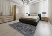 Traditional Charcoal Black Persian Rug in a Bedroom, tr3303