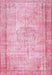Machine Washable Traditional Dark Pink Rug, wshtr3305