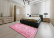 Traditional Dark Pink Persian Rug in a Bedroom, tr3305