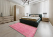 Machine Washable Traditional Pink Rug in a Bedroom, wshtr3306