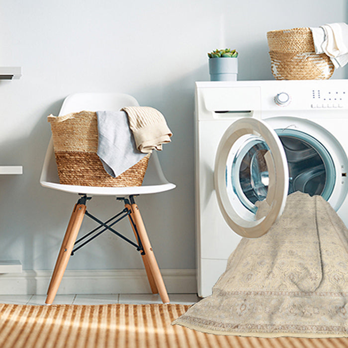 Machine Washable Traditional Brown Rug in a Washing Machine, wshtr3308