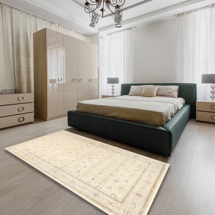 Traditional Brown Persian Rug in a Bedroom, tr3308