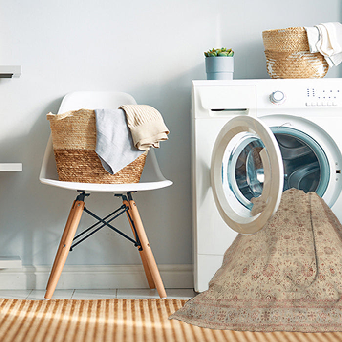 Machine Washable Traditional Brown Rug in a Washing Machine, wshtr3309