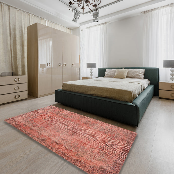 Traditional Salmon Pink Persian Rug in a Bedroom, tr3311