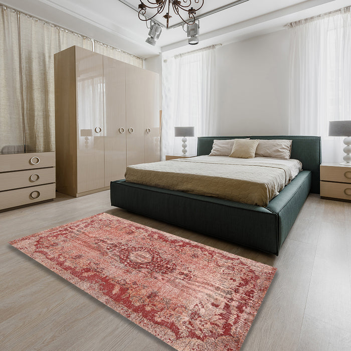 Machine Washable Traditional Red Rug in a Bedroom, wshtr3312