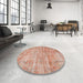 Round Traditional Orange Persian Rug in a Office, tr3313