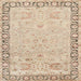 Round Machine Washable Traditional Deep Peach Orange Rug, wshtr3316