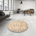 Round Machine Washable Traditional Gold Rug in a Office, wshtr3317