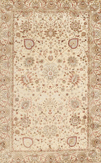 Machine Washable Traditional Khaki Gold Rug, wshtr3318