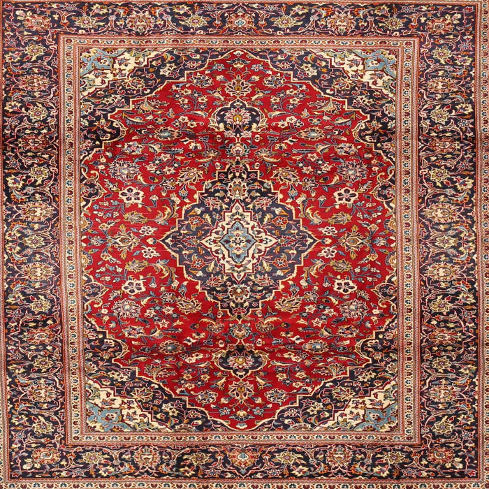 Square Traditional Saffron Red Medallion Rug, tr3319