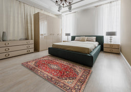 Traditional Saffron Red Medallion Rug in a Bedroom, tr3319