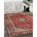 Traditional Saffron Red Medallion Rug in Family Room, tr3319