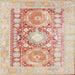 Round Machine Washable Traditional Sunrise Orange Rug, wshtr331