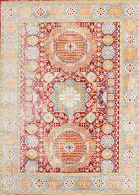 Machine Washable Traditional Sunrise Orange Rug, wshtr331