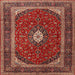 Round Machine Washable Traditional Copper Red Pink Rug, wshtr3320