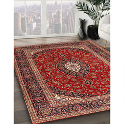 Machine Washable Traditional Copper Red Pink Rug in a Family Room, wshtr3320