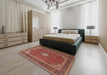 Machine Washable Traditional Tangerine Pink Rug in a Bedroom, wshtr3323