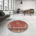 Round Traditional Red Medallion Rug in a Office, tr3326