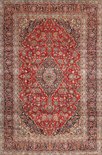 Machine Washable Traditional Saffron Red Rug, wshtr3327