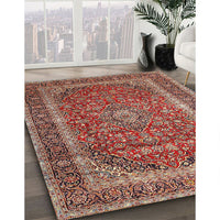 Traditional Saffron Red Medallion Rug, tr3327