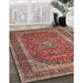 Traditional Saffron Red Medallion Rug in Family Room, tr3327