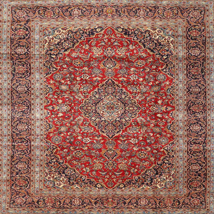 Square Traditional Saffron Red Medallion Rug, tr3327