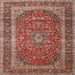 Square Traditional Saffron Red Medallion Rug, tr3327