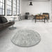 Round Machine Washable Traditional Grey Gray Rug in a Office, wshtr3328