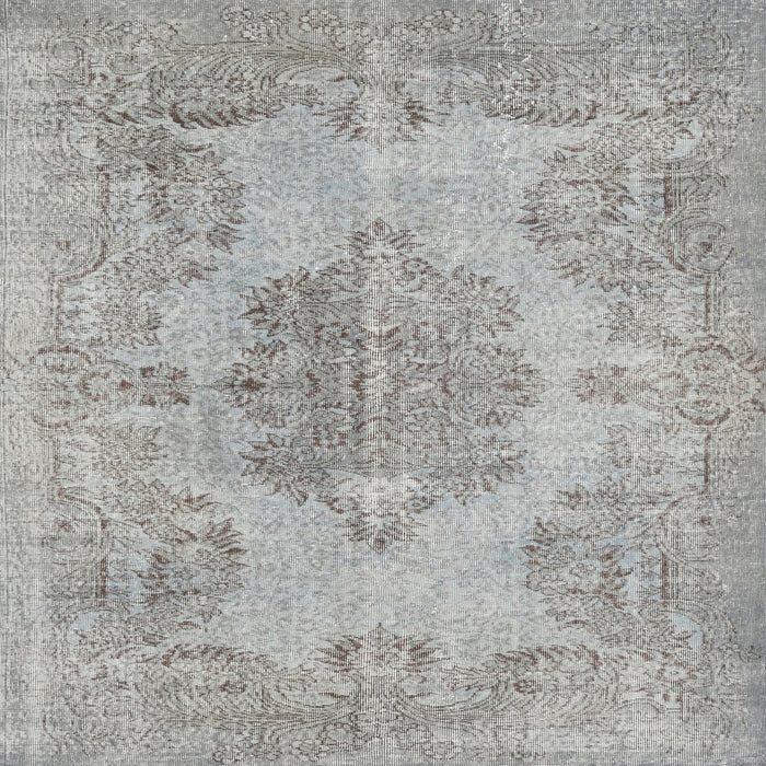 Round Machine Washable Traditional Silver Gray Rug, wshtr3329